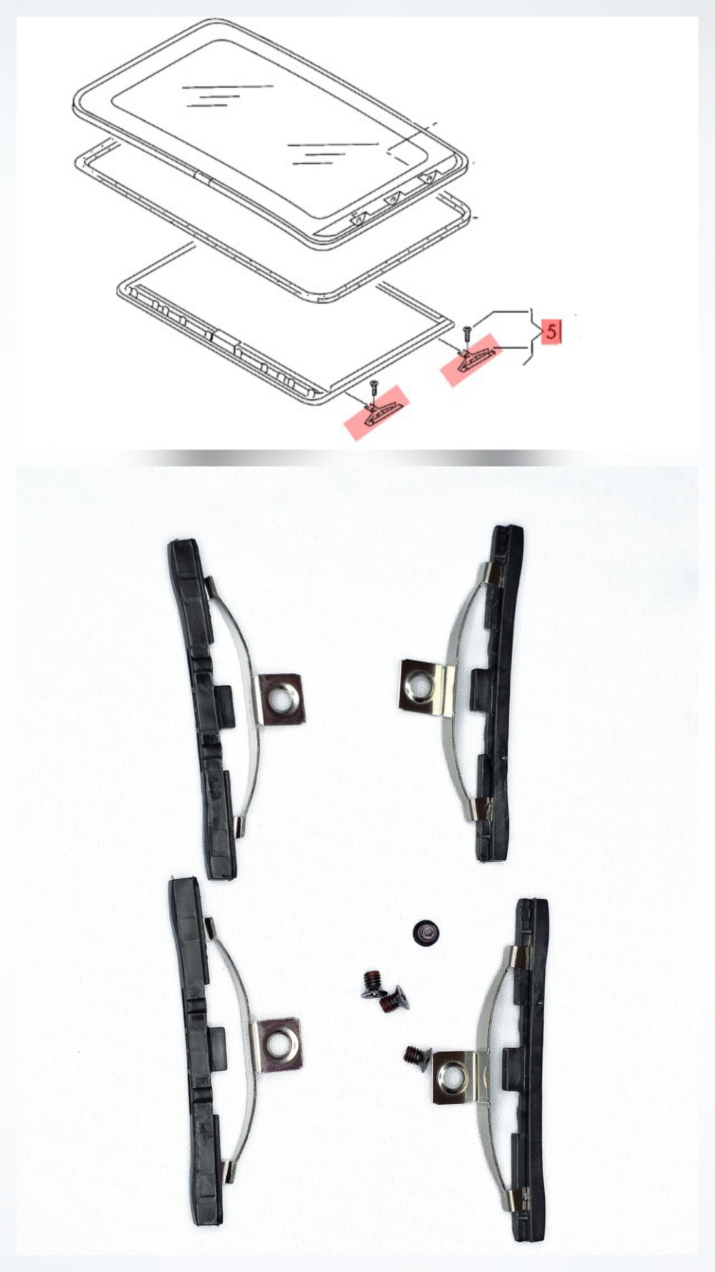 Kit 4 deslizante do teto solar  , para Golf, Bora New Beetle e passat.