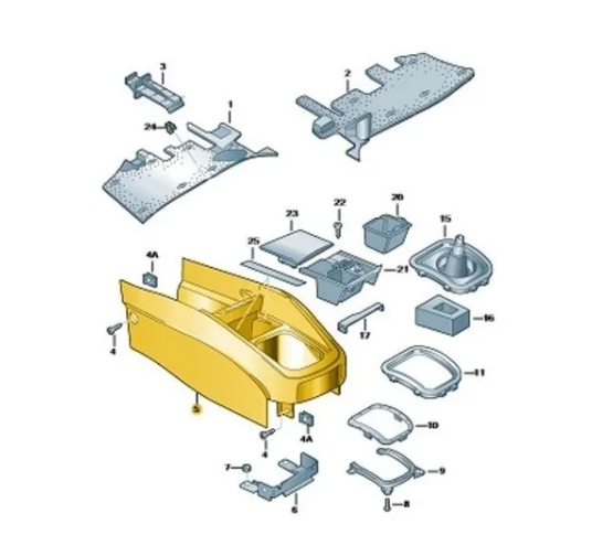 Console Central do Cambio,  Original Vw Bora e  Golf